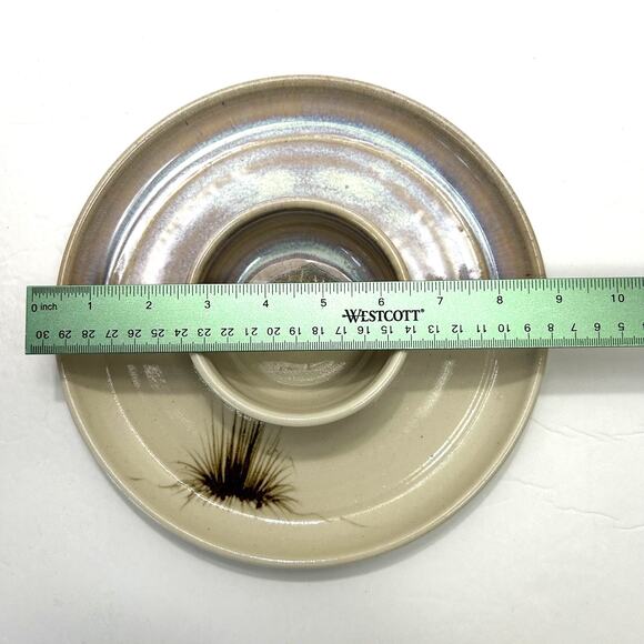 Vintage O'Clay Serving Platter Chip Dip Pottery Plate Signed - Picture 6 of 6